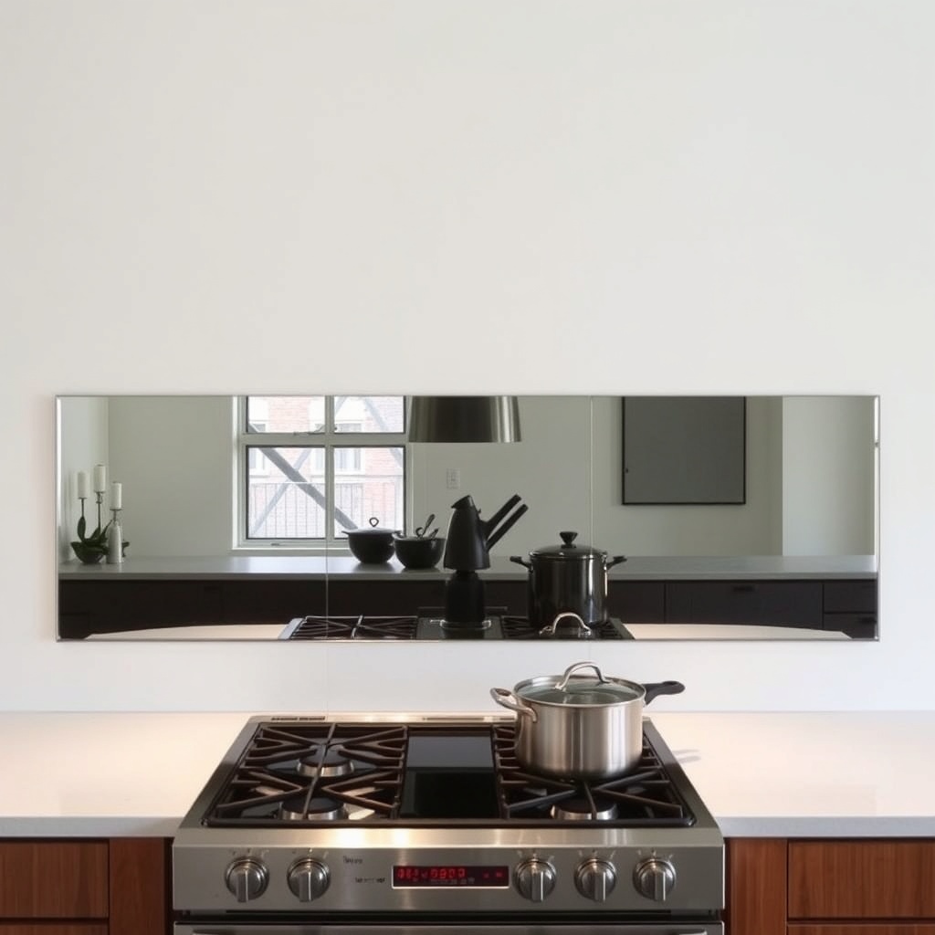 Lustra w kuchni: lustrzany panel zamiast płytek ceramicznych